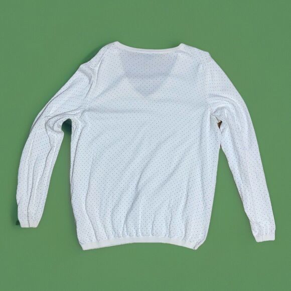 TOMMY HILFIGER WOMENS LIGHT SWEATER PULLOVER V-NECK POLKA DOT OFF WHITE SIZE L - Picture 6 of 6
